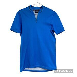 Vintage Tommaso made in Italy Cycling Jersey Size 3 Blue 1/4 Zip Back Pockets